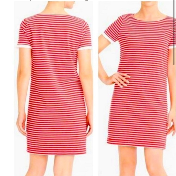 J. Crew Red and White Striped Poplin Trimmed Dress - Picture 2 of 9